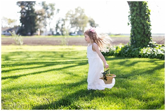 "young girl with flower basket image"